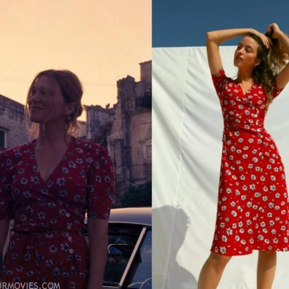 ROUJE GABIN RED FLORAL MIDI WRAP DRESS - Picture 2 of 11